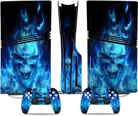 PS5 Pro Disc Edition Console Skins - Blue Skull (Let op, alleen geschikt voor PlayStation 5 Pro Disc Edition) - 1 console skin + 2 controller skins