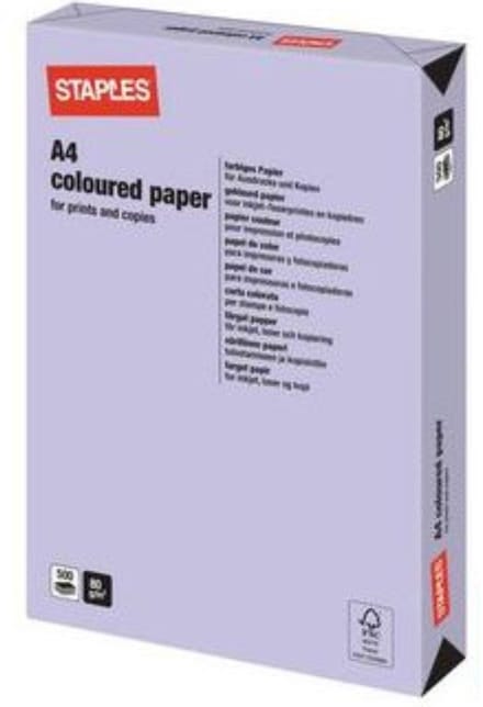 Staples Papier, A4, 80 g/m², Lila (pak 500 vel)