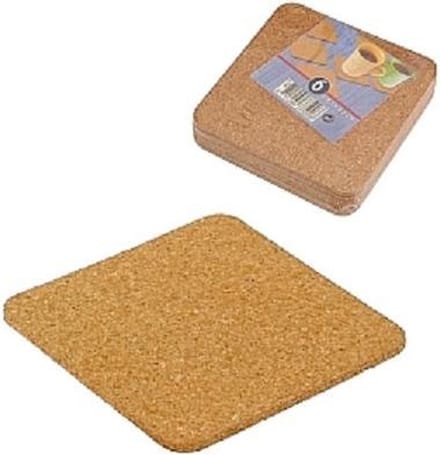 Onderzetters kurk 9x9cm 6st