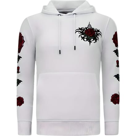 Heren Hoodie - Love & Roses - 11-6526 - Wit