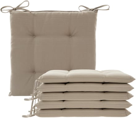 Hespiride Stoelkussen Altea - 6x - 40 x 40 cm - lichtbruin - vierkant - polyester - tuinkussen - buiten