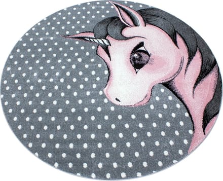 Vloerkleed Kinderkamer - Unicorn - roze - rond 160 cm