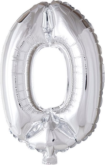 Folie ballon cijfer 0 zilver 41cm