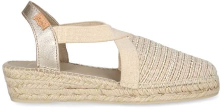 Platte espadrille van metallic katoen met elastische banden | VERA-RL