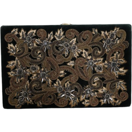 Zwarte Velvet Gouden Frame Clutch Avondfeest Tas