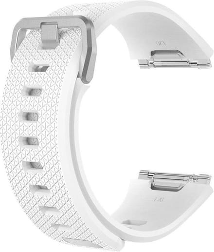 KELERINO. Siliconen Bandje geschikt voor Fitbit Ionic Gespsluiting - Wit - Small