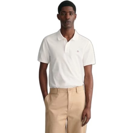 Gant Polo Fine Shield Short Sleeve Piqué Uni Wit / male
