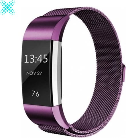 MY PROTECT - Milanees Bandje Geschikt Voor Fitbit Charge 2 - Schakel Band - Paars