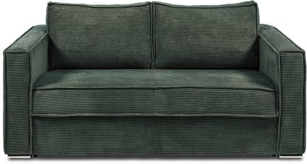 Vente-unique Express-driezitsslaapbank van spargroen ribfluweel - Bed 140 cm - Matras 18 cm LORETO