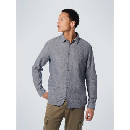 No Excess Mannen Lange Mouwen Overhemd Nacht Blauw M