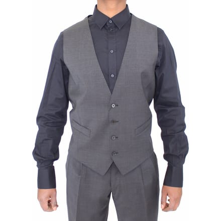 Dolce & Gabbana Heren Grijs Gestreept Wollen Jurk Vest Gilet
