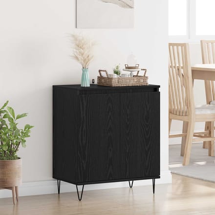 vidaXL - Dressoir - Zwart - Eiken - 60 - x - 35 - x - 70 - cm - Bewerkt - hout