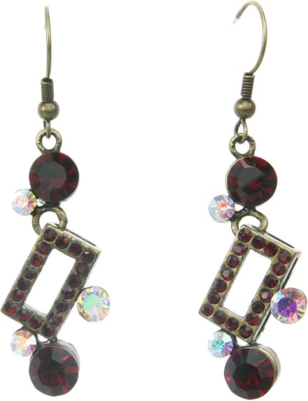 Behave - Oorhangers dames - Retro geometrisch design bruin - Nikkelvrij