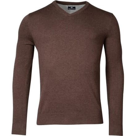 Baileys Trui Uni Color Cotton V-Neck Single Knit Chocolate Brown / male