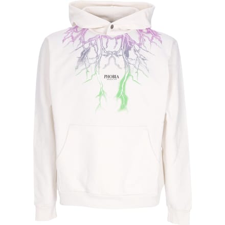 Lichtgewicht herensweatshirt met capuchon, tweekleurige bliksemprint en capuchon, wit