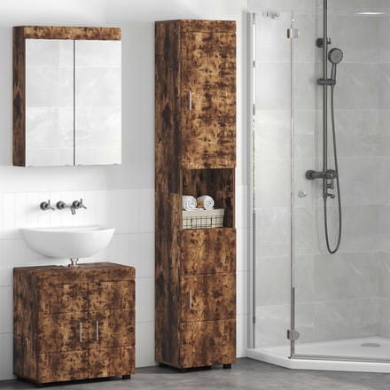 vidaXL - Badkamerkast - set - TULUM - Rook - Eiken - 37 - x - 31,5 - x - 203 - cm