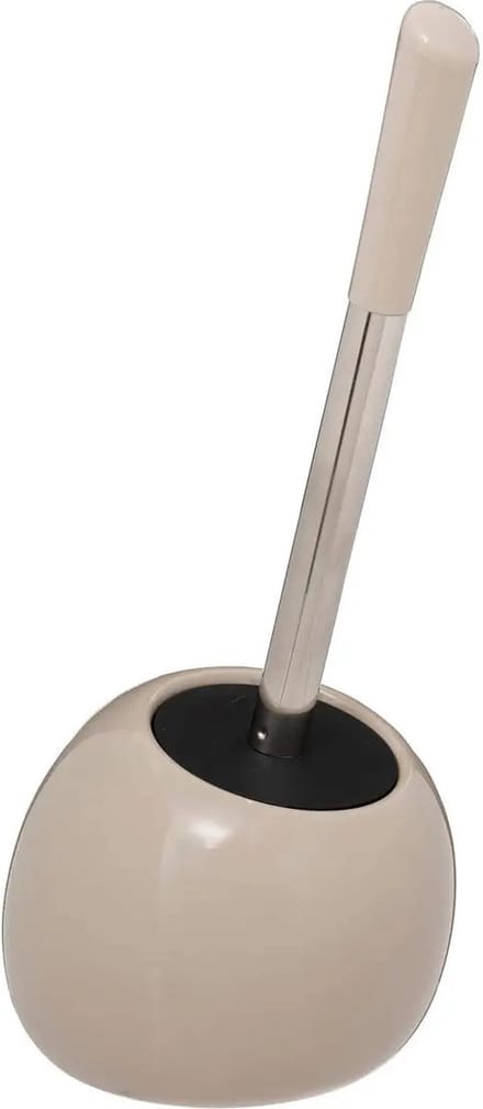 5Five Toilet/wc-borstel in houder - polyresin/metaal - beige - 35 cm