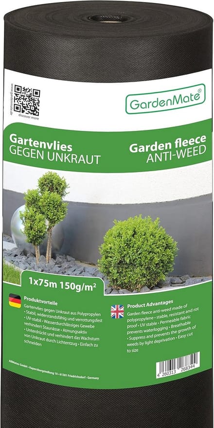 Anti-Onkruiddoek 150g/m² - Scheurvast en Waterdoorlatend Gronddoek - 1mx75m