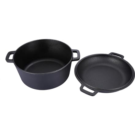 2-in-1 Gekruide Gietijzeren Dubbele Dutch Oven Combo Koker L black