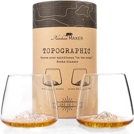 Alaskan Maker Topographic whisky glas 35cl set van 2 Mont Blanc + Mont Everest