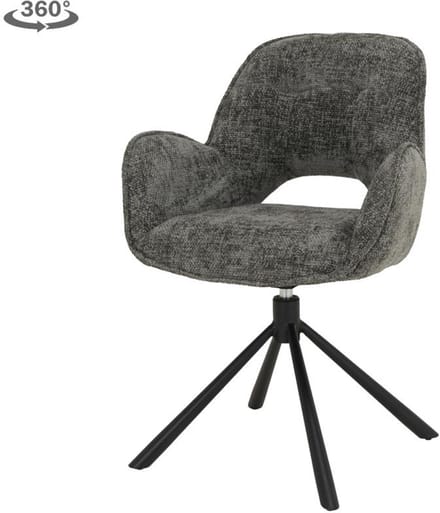 Tower living Isola Armstoel - charcoal (draaibaar)