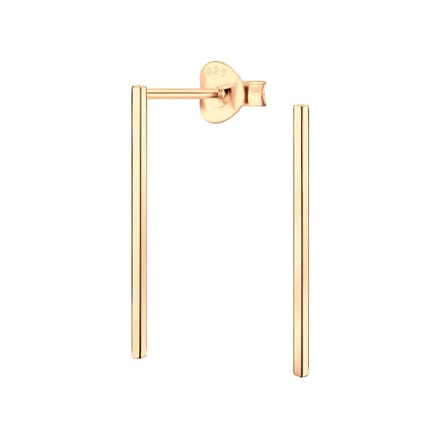 Joy|S - Zilveren Bar oorbellen - staaf - 1 x 20 mm - rose plated