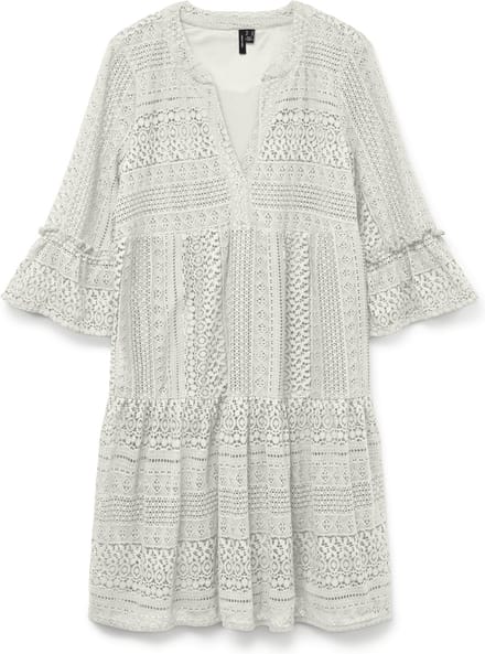 VERO MODA - VMHONEY LACE 3/4 V-NECK TUNIC WVN GA - Dames - Mini jurken