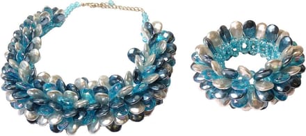 Statement Ketting en Armband Multiparel Druppel Turquoise Set