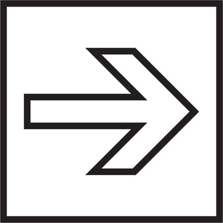 Pijl rechtdoor sticker, wit zwart 200 x 200 mm