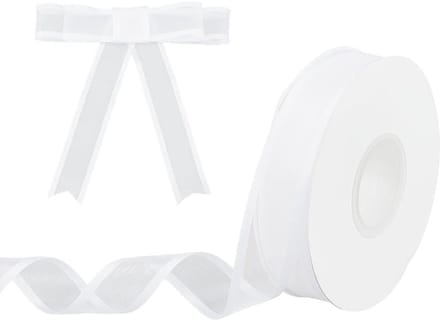 20m Witte Ribbons met Draadrand voor Cadeauverpakking, Bruiloft Decoratie en Creatieve Knopen
