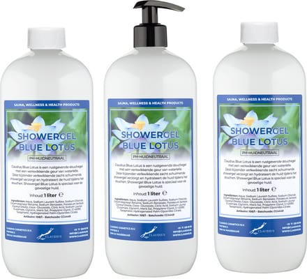 Claudius Douchegel Blue Lotus 1 liter - set van 3 stuks - met gratis pomp - Showergel