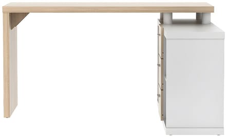 Vente-unique Hoekbureau met opbergruimtes ALDRIC III - Wit & Eiken