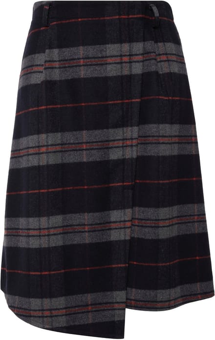 Ulla Popken - Dames - Traditionele rok ruit A-lijn wikkel-look - Multicolor - Maat 44
