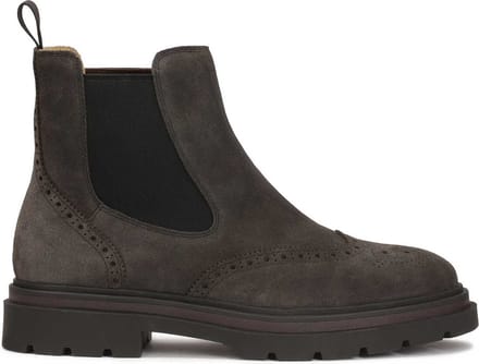 Suede brown Chelsea boots with ornamentation