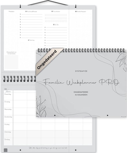 Systemyze Familieplanner Pro - Planner - Weekplanner - Gezinsplanner - Family Planner - Ongedateerd - Grijs