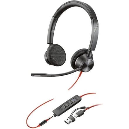 HP Poly Blackwire C3325-M On Ear headset Kabel Stereo Zwart Ruisonderdrukking (microfoon) Headset, Volumeregeling, Microfoon uitschakelbaar (mute)