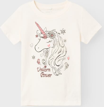 Name it T-shirt ecru unicorn UV print - Maat 92