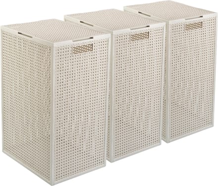 Curver Kaya Wasmand met deksel - 60L - 3 stuks - 38x29x58,5 cm - Wit