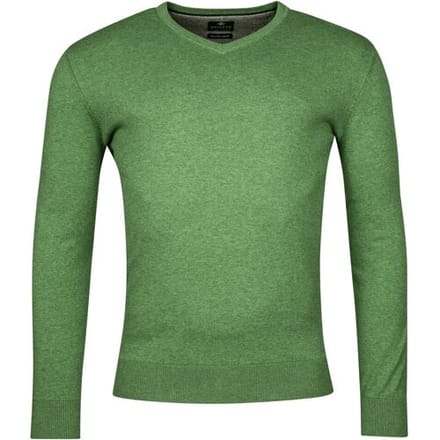 Baileys Trui Uni Color Cotton V-Neck Single Knit Grasgroen / male