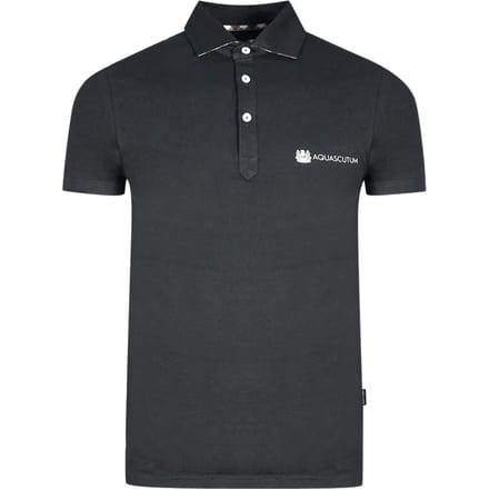 Aquascutum Aldis Crest bloklogo zwart poloshirt