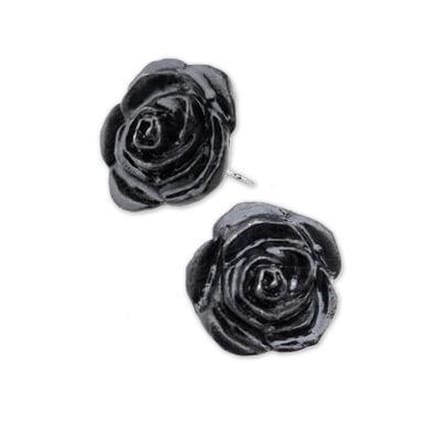 Alchemy Gothic Stud oorbellen BLACK ROSE Zilverkleurig