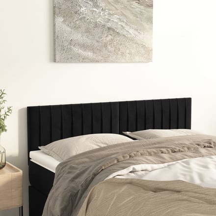 vidaXL - Hoofdborden - 144x5x78/88 - cm - fluweel - zwart