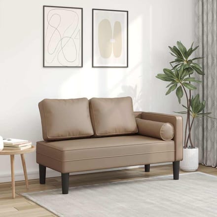 vidaXL - Chaise - longue - met - kussens - kunstleer - cappuccino