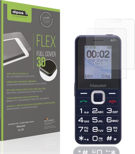 dipos FLEX – 2x Matte Screenprotector geschikt voor Masstel Izi 20 | Volledige Schermbescherming | Case-Friendly