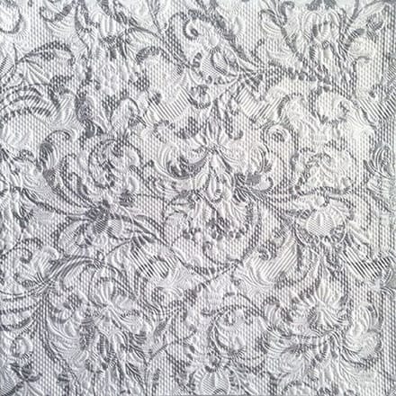 Ambiente - Lunch servetten - Elegance Damask White/Silver