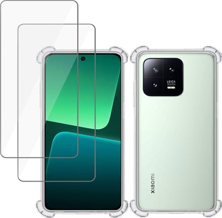 Hoesje geschikt voor Xiaomi 13 + 2x Screenprotector – Tempered Glass - Extreme Shock Case Transparant