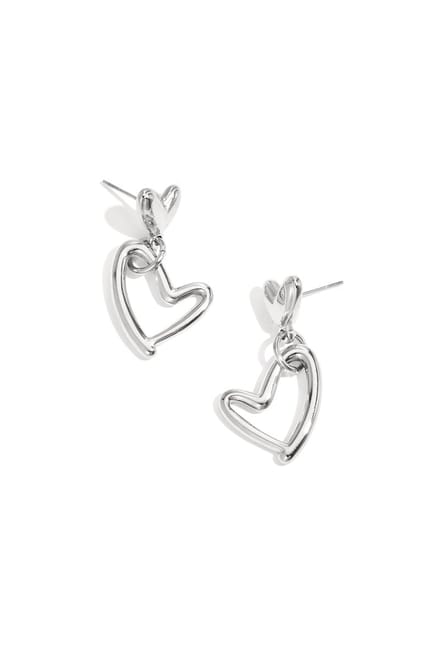 Oorsteker 2 harten/stainless steel/zilver kleur/Bling-it
