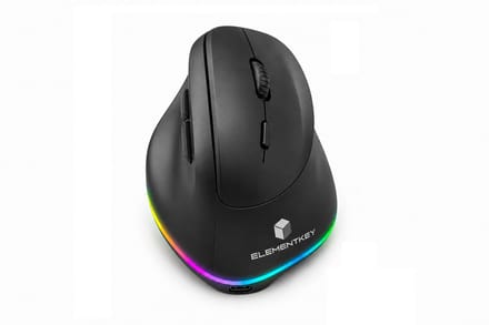 Elementkey ErgoFlow BTX-L Linkshandige Verticale Muis – Bluetooth & 2.4GHz – USB-C Oplaadbaar – 2400 DPI – Zwart