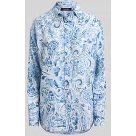relaxed fit linnen blouse van puur linnen met all-over motief