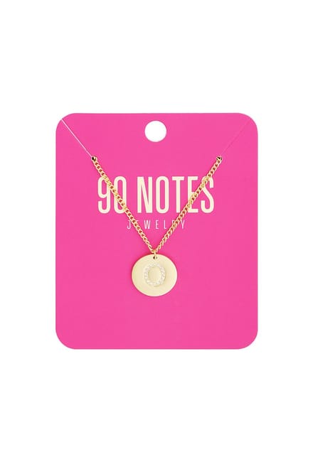 90 NOTES - Initial Strass Ketting - Letter O - goudkleurig